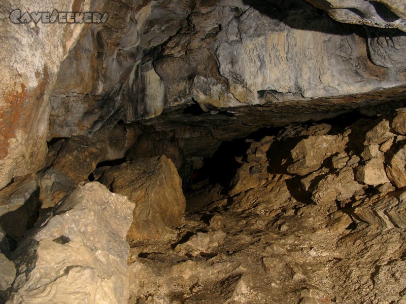 Todsburger Höhle: Der Eingangsbereich. In der Bildmitte befindet sich der 'Einstieg'.