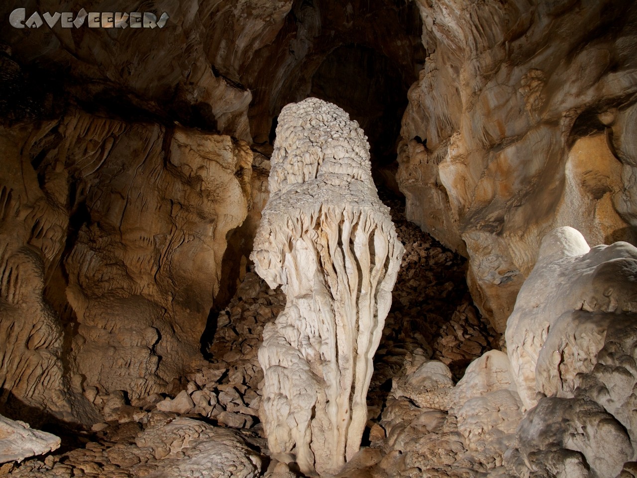 Brezno na Škrklovici: Der Premium-Tropfstein. Direkt am Ende der Schuttreißn.