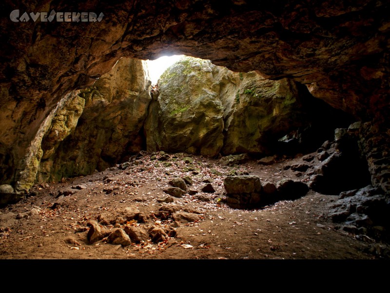 Burghöhle von Loch: Der zweite Eingang - meist vergittert um Ziegen am Verlassen der Höhle zu hindern