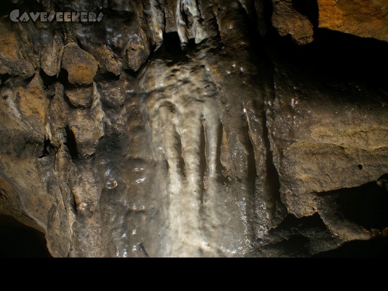 Burghöhle von Loch: Sinter in einem seitlichen Gang