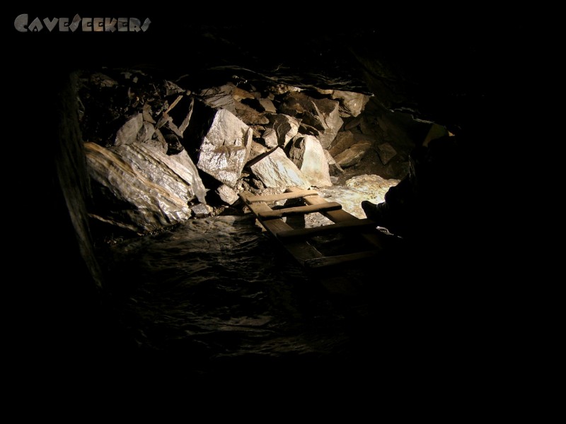 Dummdalen: G7: Leiter Nummer 2. Blick zum Höhleneingang.