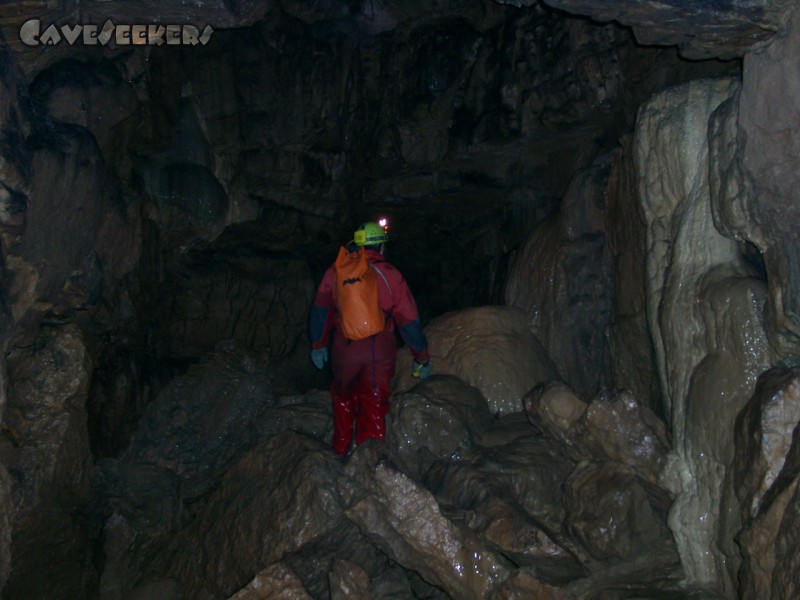 Falkensteiner Höhle: Komplett versintertes Verbruchareal.