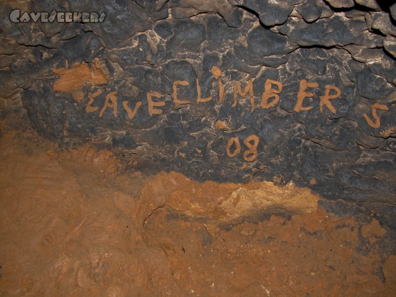 Fischerhöhle: Schmierereien in der Kammer des Ruhmes.