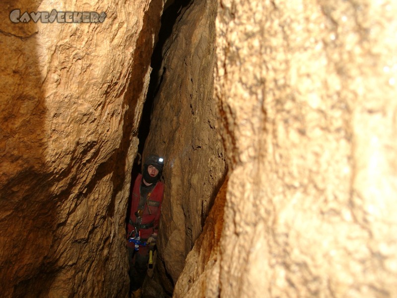 Frauensteinschacht: Der Zweite-Ebene-Spalt.