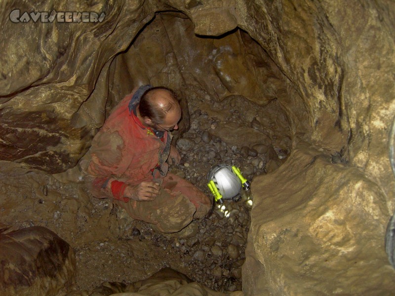 Fuchsloch Scharling: Die geräumigste Stelle. Aber auch hier: Schlufen ohne Helm verursacht Haarausfall.