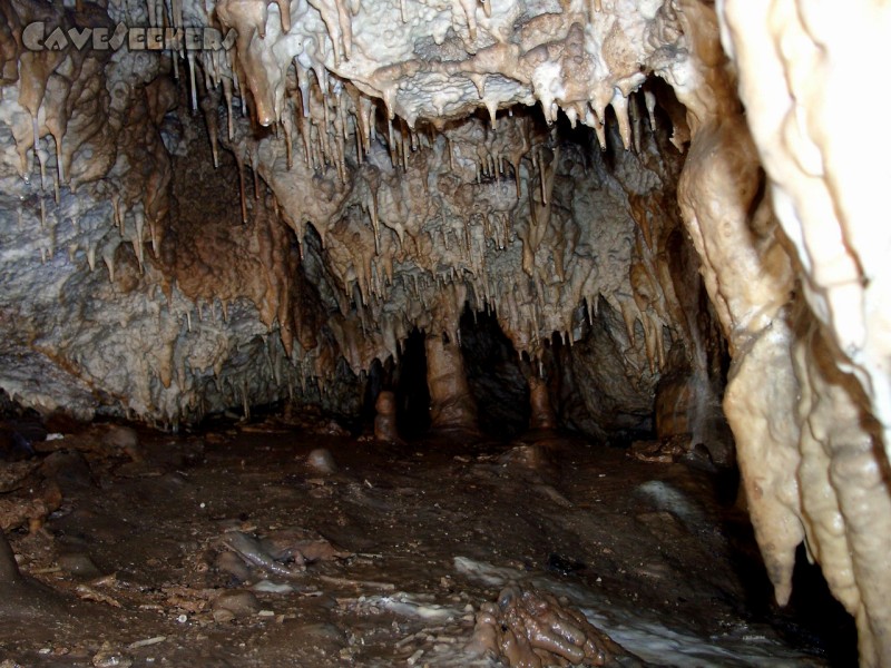 Geißberghöhle: Ein paar Stalagtiten.