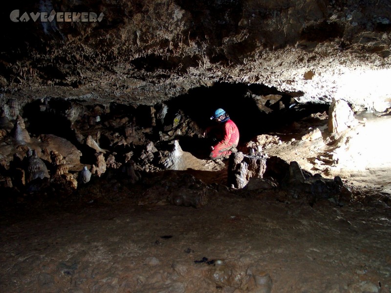 Geißberghöhle: CaveSeeker in religiÃ¶s verklÃ¤rter Haltung.