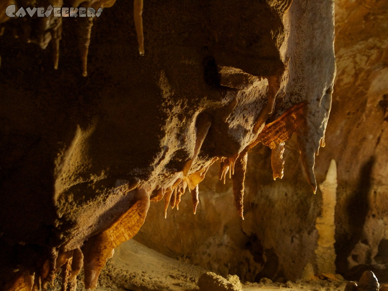 Grotta del Fico: Im Schauhöhlenteil: Aber es gibt auch die eine oder andere Sinterfahne zu sehen.