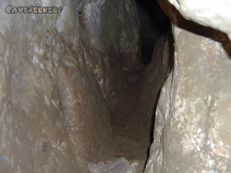 Hohberghöhle: Noch drei Meter bis zum Hopf-Spalt.