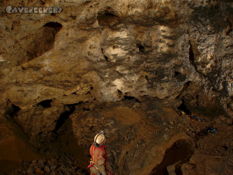 Klingloch K.: Unbekannt im Hohlraum: Hier mit zahlreichem Abseilgeschirr.