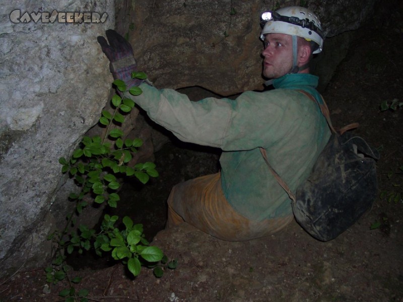 Kollerberghöhle: Der Einstieg.