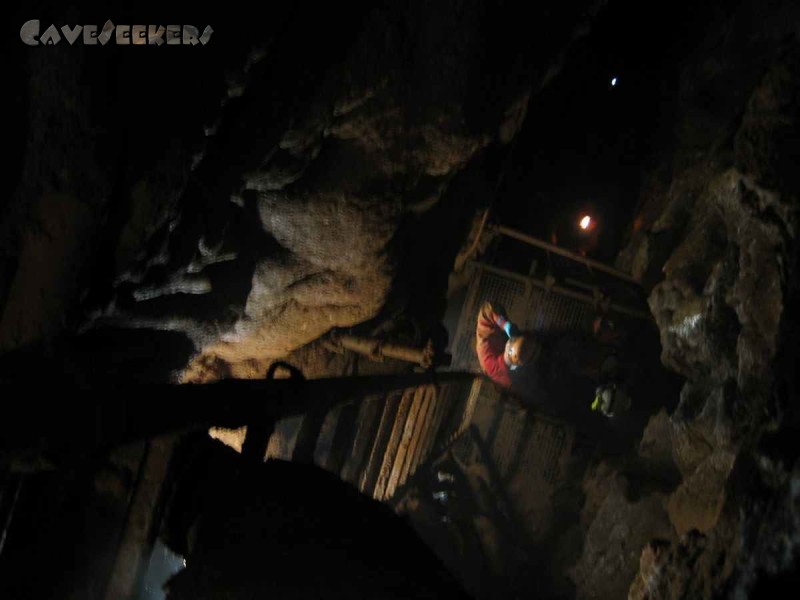 Laierhöhle: Beim Ausstieg.