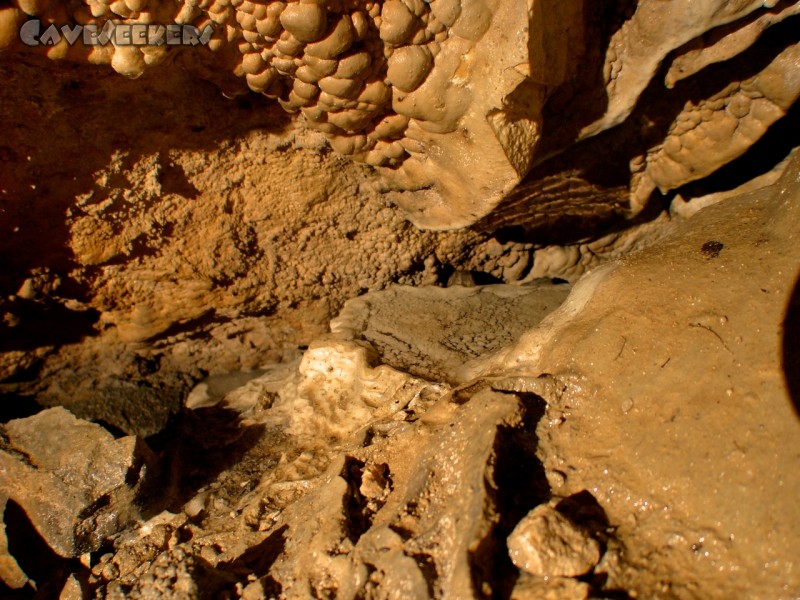 Leutenbacher Tropfsteinhöhle: Unscheinbarer Sinterbecken. Dennoch ein Highlight.