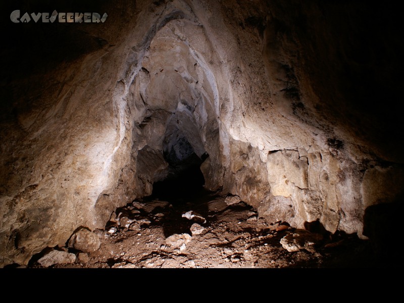 Räuberhöhle: Der Blindschluf in der oberen Etage.