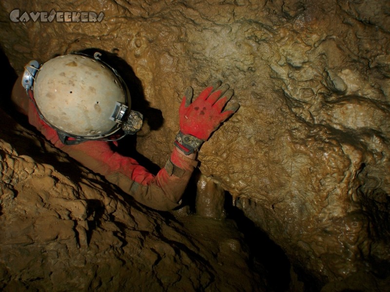 Rennerfelshöhle: ... Herr Kreil problemlos tunnelt.