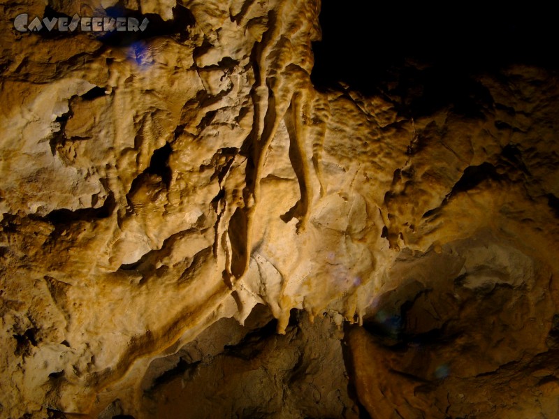 Saugendorfer Höhle: In der kleinen Sinterkamme, ganz oben.