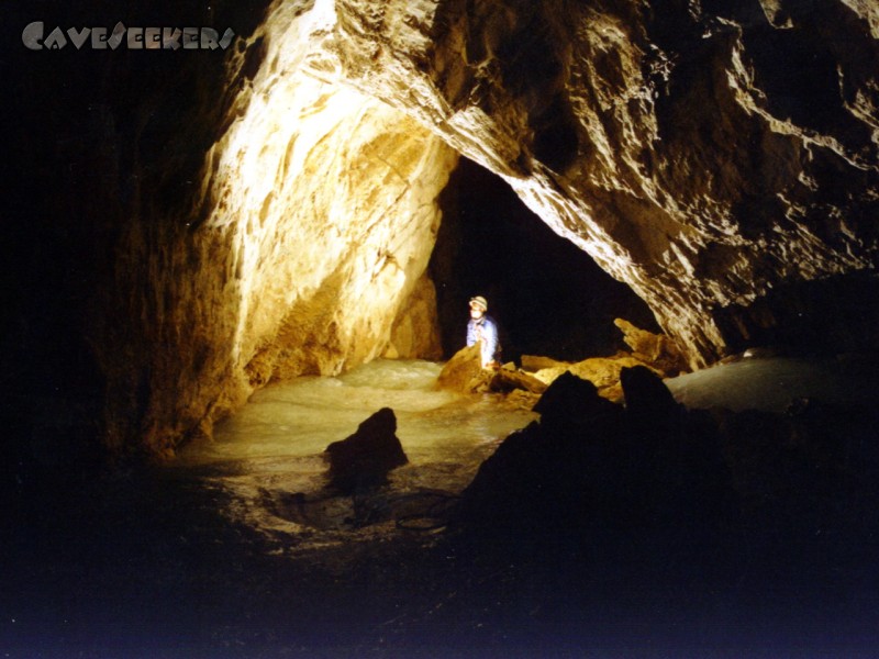 Schwarzmooskogel Eishöhle: Blick richtung Eissee.